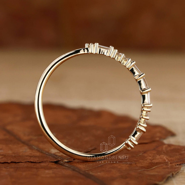 Baguette and Round Lab Grown Diamond Wedding Band