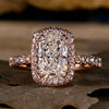 Elongated Cushion Cut Lab-Grown Diamond Double Sided Halo Pavé 1 - 2 CT Ring
