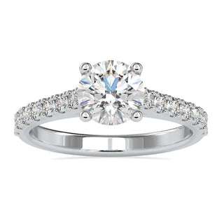1.60 TCW Round Cut Cathedral Pave Set Moissanite Engagement Ring