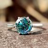 2.09 CT Cyan Blue Portuguese Cut Solitaire Moissanite Engagement Ring
