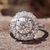 2.38 TW Round Old European Cut Dazzling Cluster Halo Engagement Ring