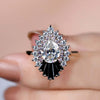 3.19 TW Pear with Black Baguette Moissanite Unique Double Halo Ring