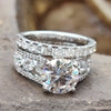 7.30 TCW Round Brilliant Cut Euro Shank Accented Moissanite Bridal Set