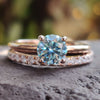 Classic Looking 0.82 CT Round Cut Solitaire Moissanite Bridal Set