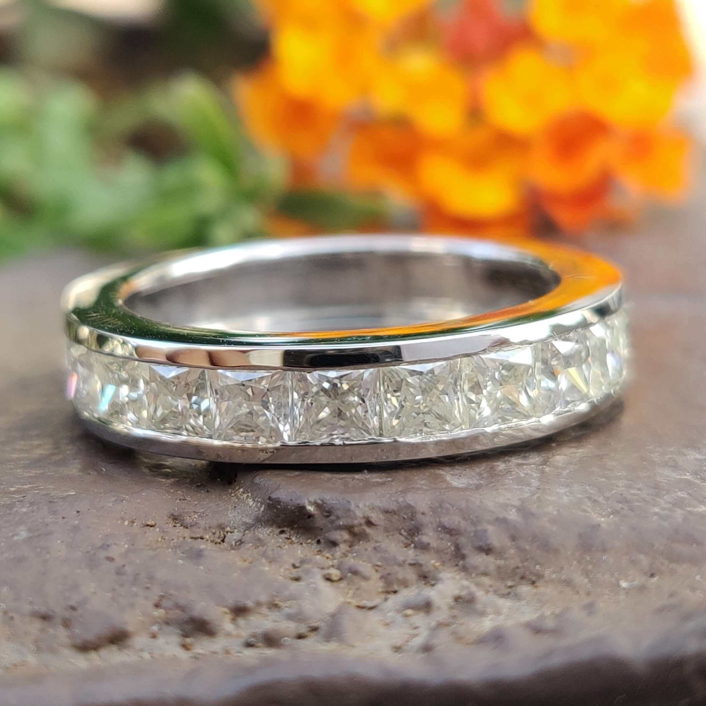 TCW Princess Cut Moissanite Channel Set Eternity Wedding Band