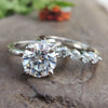2.36 TCW Round Brilliant Cut Floating Bubble Moissanite Bridal Set