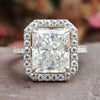 4.41 TCW Radiant Cathedral Set Hidden Halo Pave Set Engagement Ring