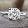 2.13 TCW Cushion Cut Moissanite Hidden Halo Engagement Ring