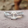 1.60 TCW Emerald Step Cut Rope Pave Twisted Moissanite Engagement Ring