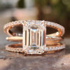 2.54 CT Emerald cut Colorless Moissanite Trio Wedding Set
