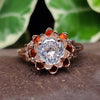 Floral Setting Portuguese cut Two Tone Moissanite Ring