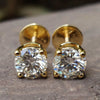 0.88 CT Round Moissanite Wedding Earrings - Four Prong Basket Set Screw Back Earrings