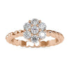 0.70 TCW Round Moissanite Twisted Rope Shank Cluster Halo Ring