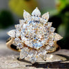 Snow Flake Halo 4.26 TCW Round and Pear Moissanite Engagement Ring