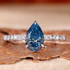 Pear Cut Blue Lab-Grown Diamond Pavé Ring 1 CT