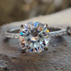 2.36 TW Round Brilliant Cut Pave Set Moissanite Engagement Ring