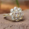 1.72 TCW Round Rose Cut Dazzling Cluster Halo Moissanite Engagement Ring