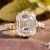 Antique Vintage Ring, 7.71TW Emerald Hidden Halo Moissanite Ring