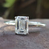 Classic Comfort-Fit 1.00 CT Emerald Cut Solitaire Moissanite Engagement Ring