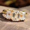 Emerald Cut Three Stone Moissanite Diamond Engagement Ring