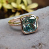 4.51 CT Radiant Cyan Blue Bezel Set Moissanite Engagement Ring