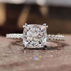 2.15 TW Cushion Rensu Cut Hidden Accent Pave Set Unique Moissanite Engagement Ring