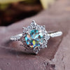 1.28 TCW Round Rose Cut Cluster Halo Moissanite Engagement Ring