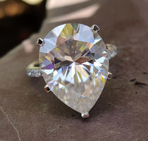 Pear Moissanite Hidden Halo Pavé Ring 10.7 TCW