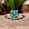 1.40 TCW Cushion Baguette Three Stone Moissanite Engagement Ring