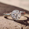 0.86 TCW Round Brilliant Cut Halo Colourless Moissanite Ring