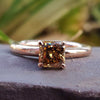 1.09 CT Square Radiant Brown Champagne Moissanite Solitaire Ring