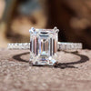 Amazing 2.35 TW Emerald Step Cut Pave Set Moissanite Wedding Ring