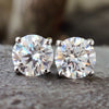 3.64 TCW Round Brilliant Cut Colourless Moissanite Stud Earrings
