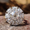 3.41 TW Round Old European Cut Cathedral Set Cluster Halo Engagement Ring