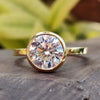 Classic Bezel Set 1.92 CT Round Heart and Arrow Cut Moissanite Engagement Ring