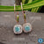cyan blue cushion earrings