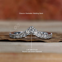 AUSM0266 Round Lab-Grown Diamond Chevron V Shape Wedding Band 18K White Gold - Size N