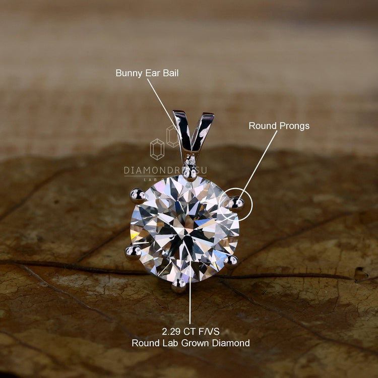 Round Lab-Grown Diamond Solitaire Pendant 2 CT