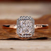 Radiant Cut Lab-Grown Diamond Pavé Halo Ring 1 CT