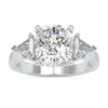 Delicate 5.48 TCW Cushion Moissanite with Kite Cut Three Stones Engagement Ring