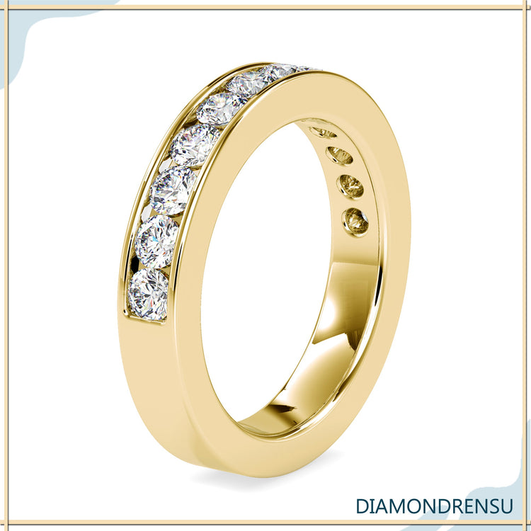 Dazzling 3.00 MM Round Cut Moissanite Channel-Set Eternity Wedding Band