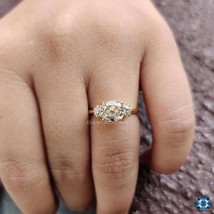 Antique 1.66 Cushion Old Mine Cut Vintage Style Moissanite Engagement Ring