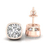 1.85 TW Cushion Cut Lovely Bezel Set Moissanite Earrings Screw Back