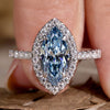 Marquise Cut Fancy Blue Lab-Grown Diamond PavΓ© Halo Ring 1.51 CT