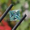 1.76 CT Cyan Blue Princess Cut Loose Moissanite Perfect for Wedding Ring