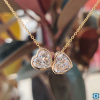 3.92 TCW Double Heart Cut Moissanite Bezel Set Wedding Pendant