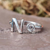 0.12 CT Round Brilliant Cut "N" Letter Personalised Wedding Band