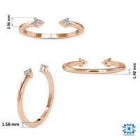 Open Cuff Ring, 0.07 TW Round Moissanite Unique Wedding Band