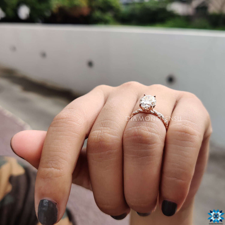 Oval Cut Moissanite Rope Pavé Ring 2.2 TCW