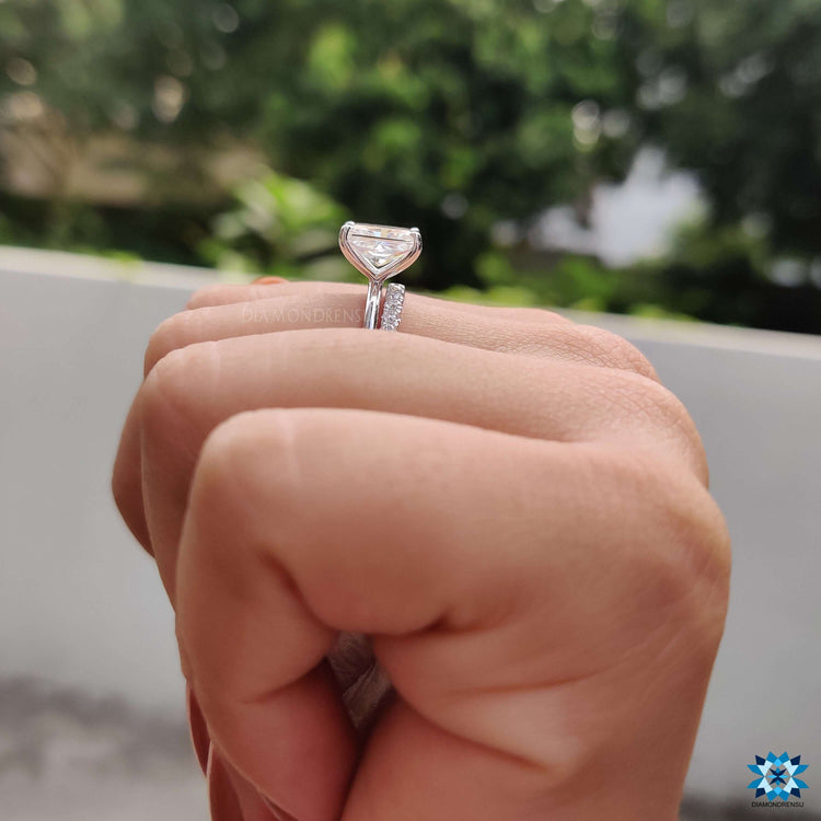 2.36 TCW Radiant Cut Colorless Moissanite Wedding Ring Set